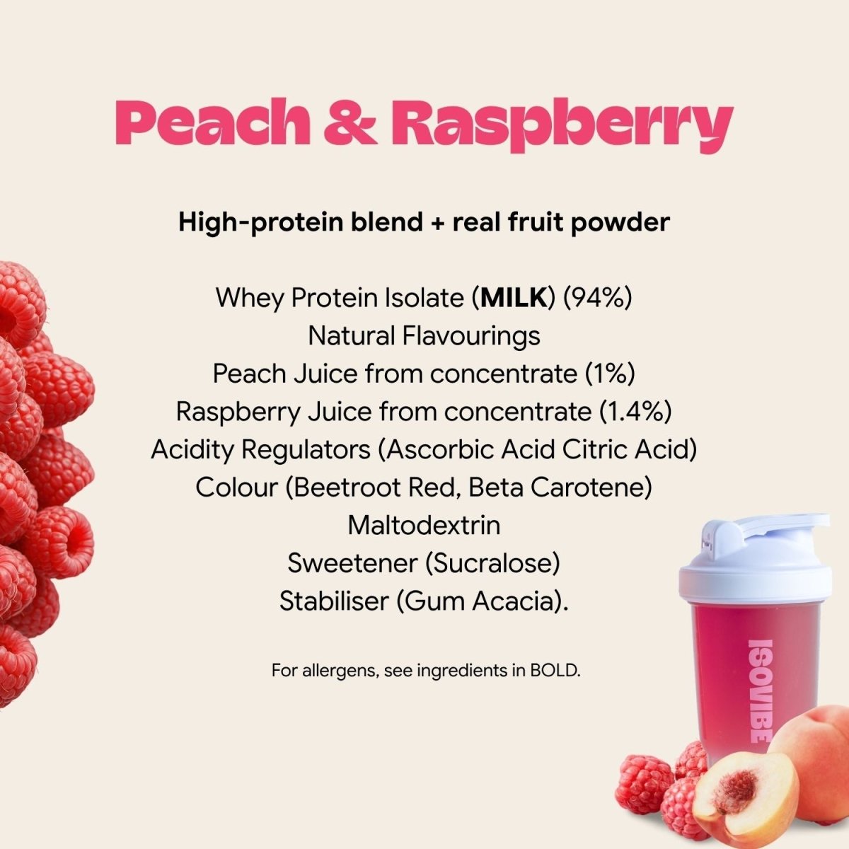 Peach & Raspberry Clear Whey Protein - Isovibe