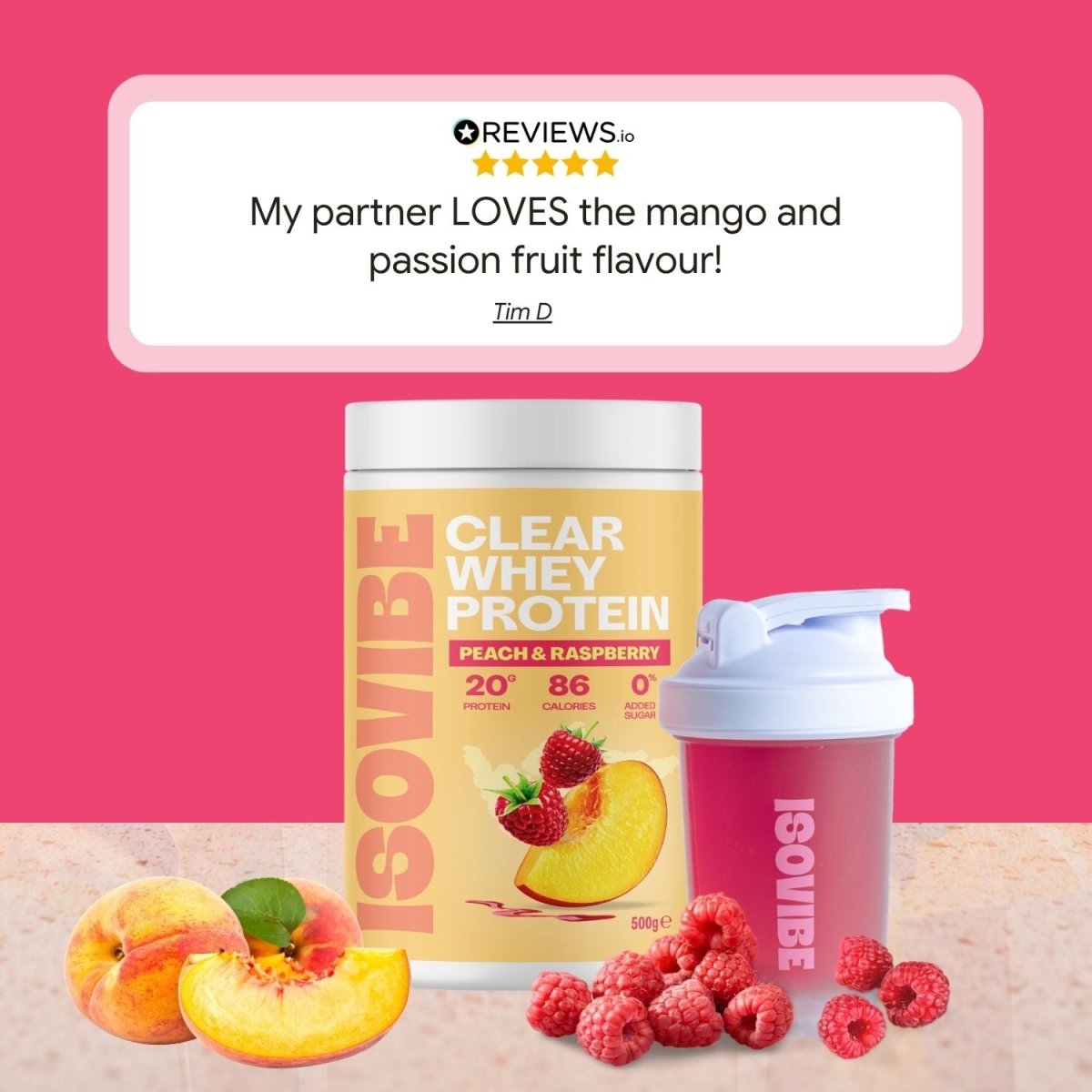 Peach & Raspberry Clear Whey Protein - Isovibe